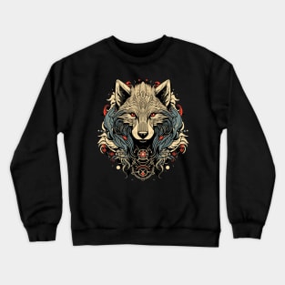 Tribal Wolf Portrait Crewneck Sweatshirt